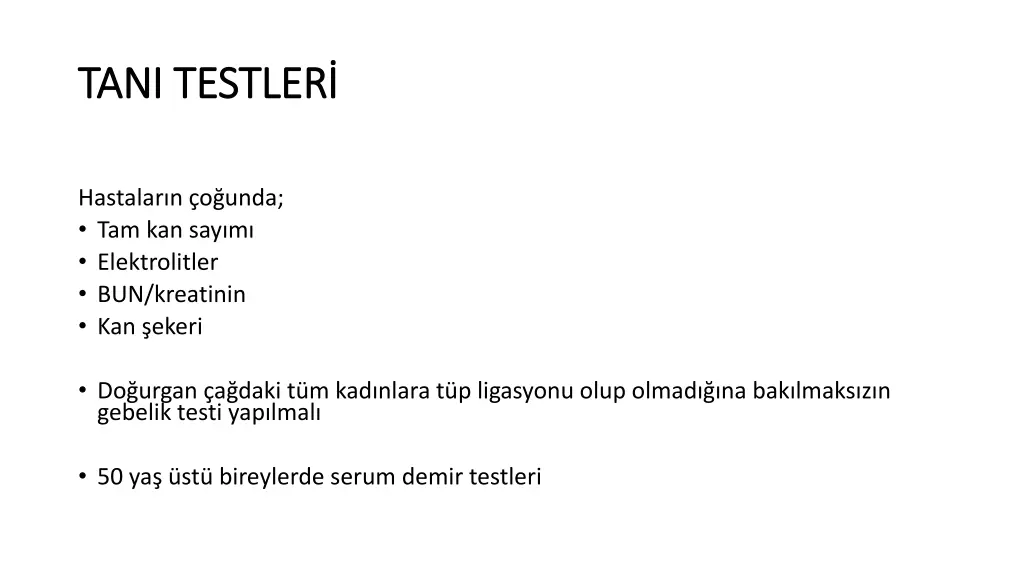 tani testler tani testler