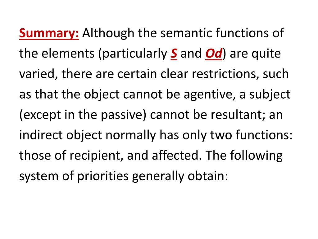 summary although the semantic functions