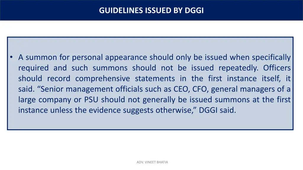 guidelines issued by dggi 2
