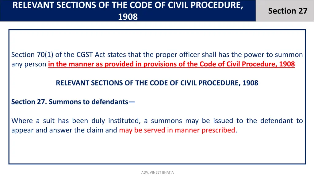relevant sections of the code of civil procedure