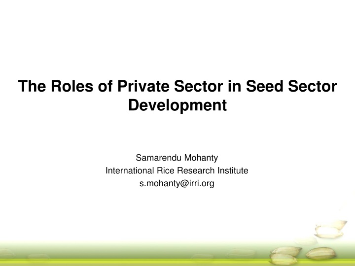 the roles of private sector in seed sector