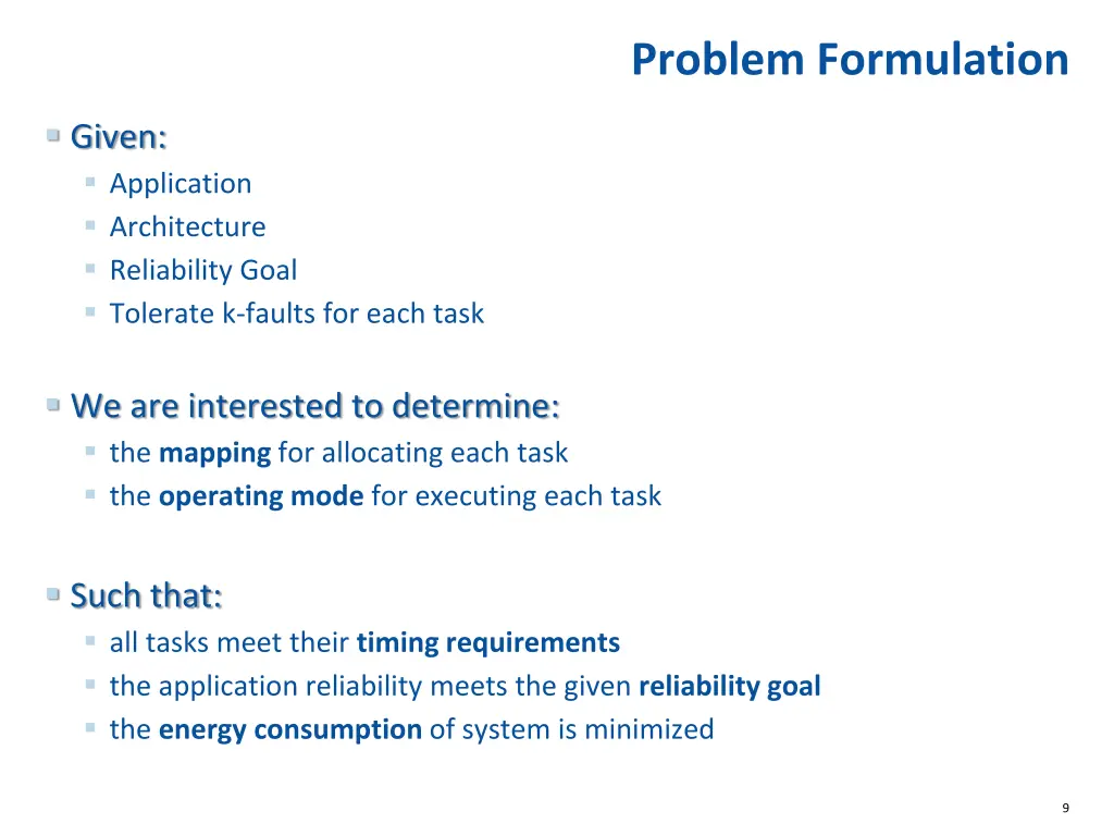 problem formulation