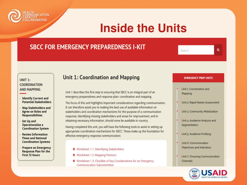inside the units