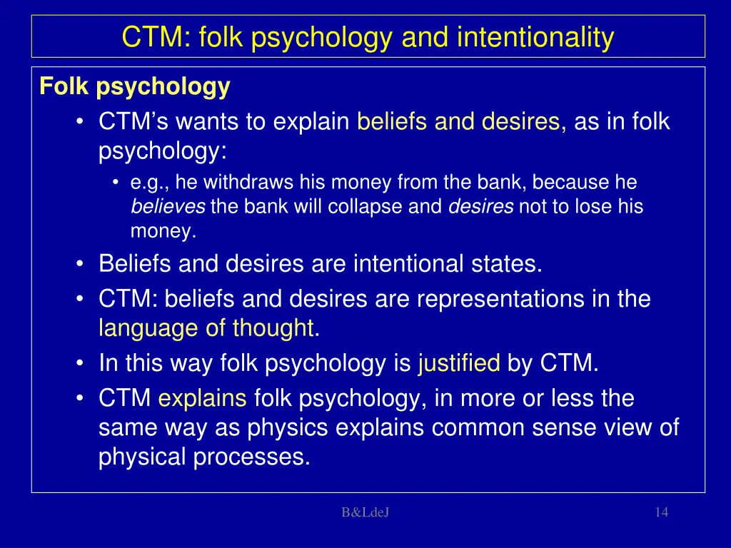 ctm folk psychology and intentionality