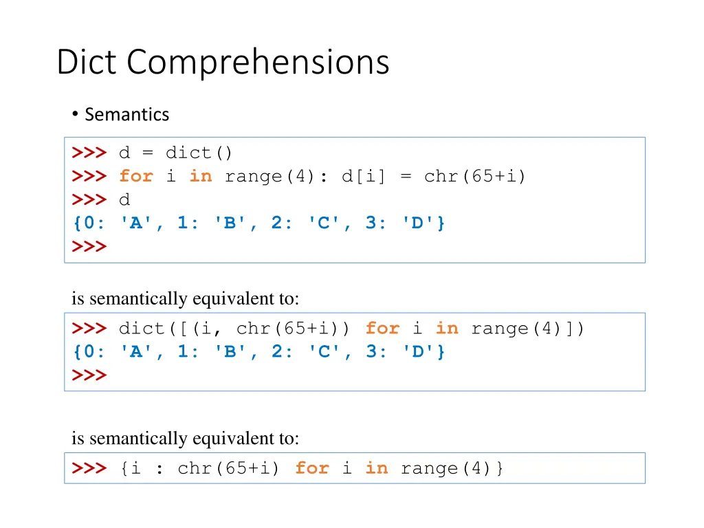 dict comprehensions
