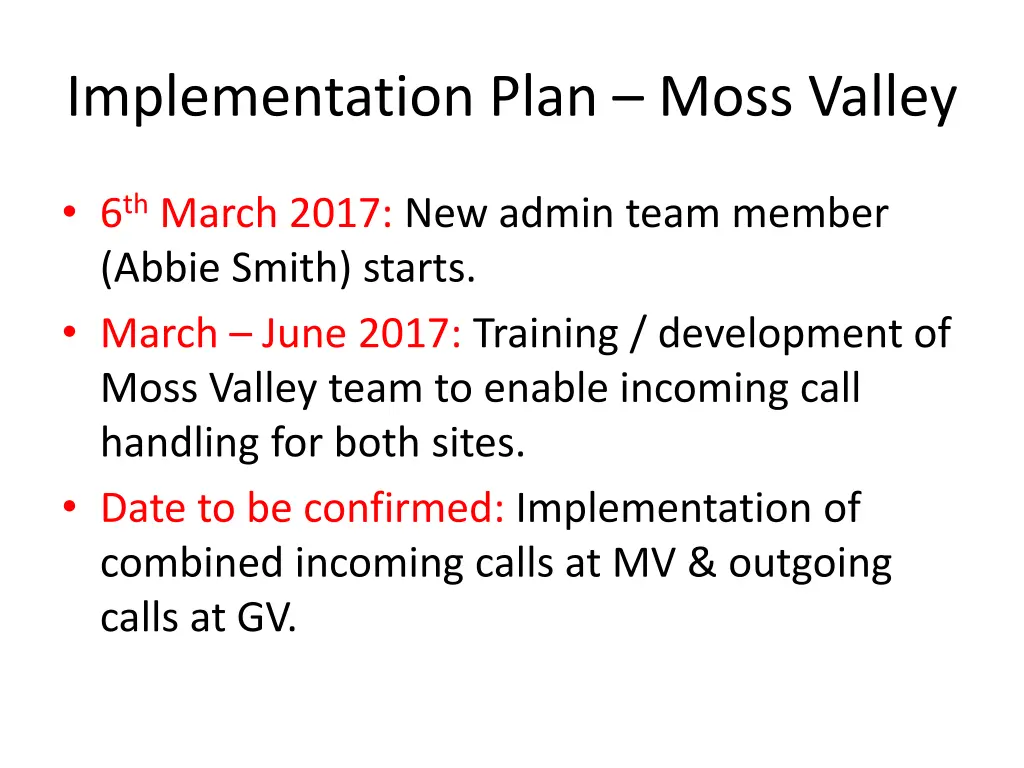 implementation plan moss valley