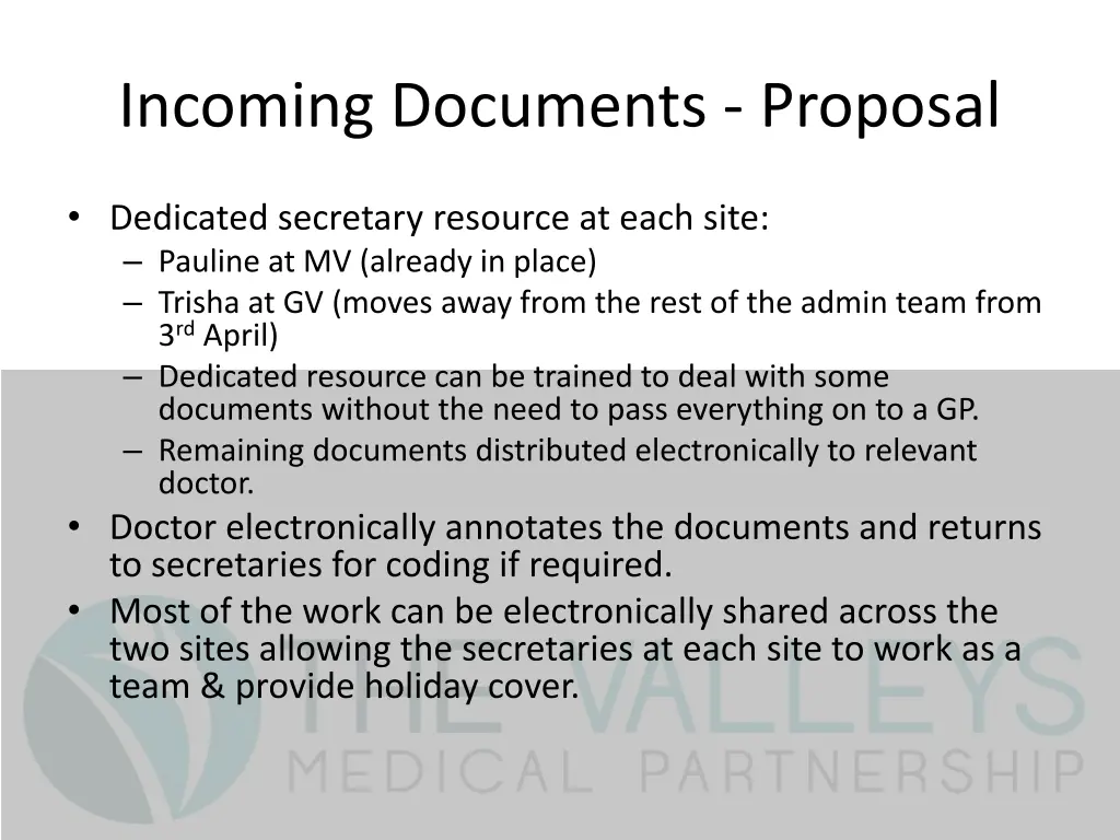 incoming documents proposal