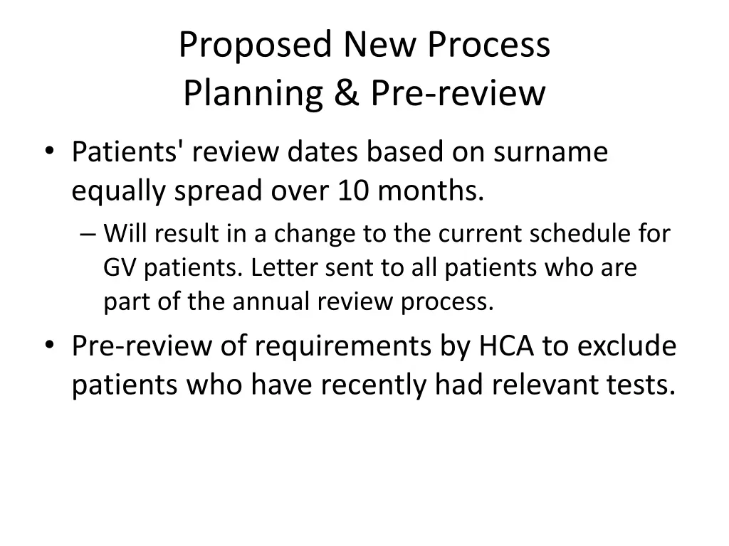proposed new process planning pre review