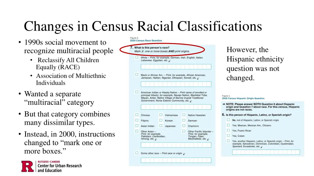changes in census racial classifications 1990s