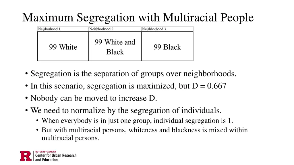 maximum segregation with multiracial people