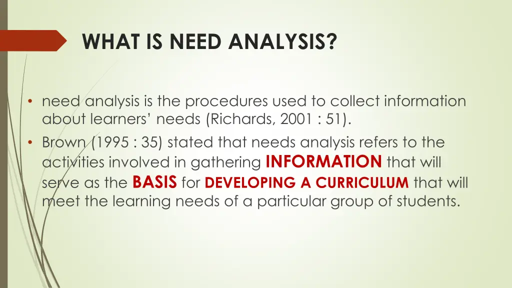what is need analysis