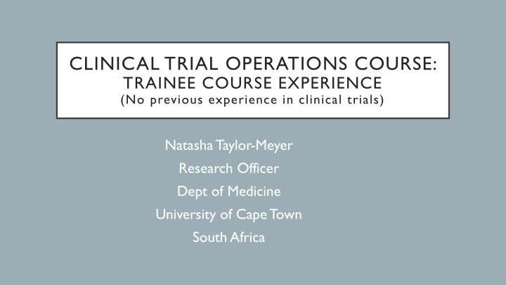 clinical trial operations course trainee course