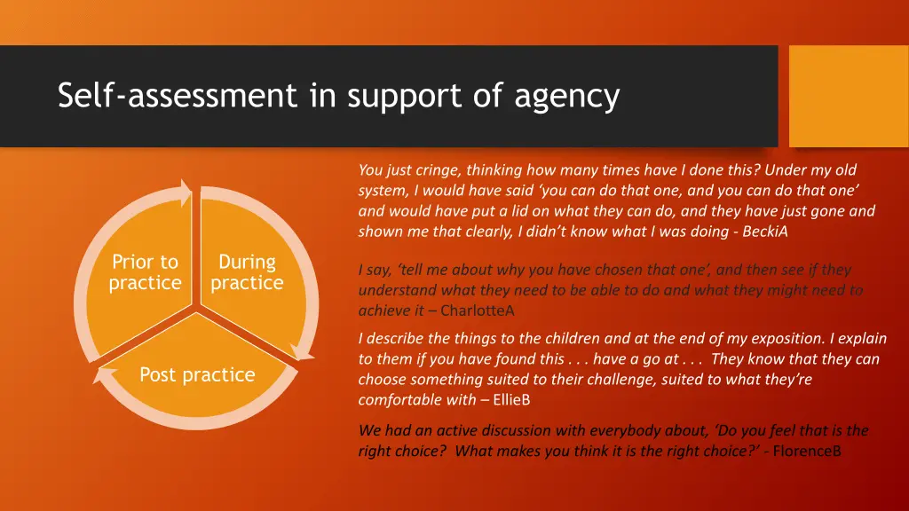 self assessment in support of agency