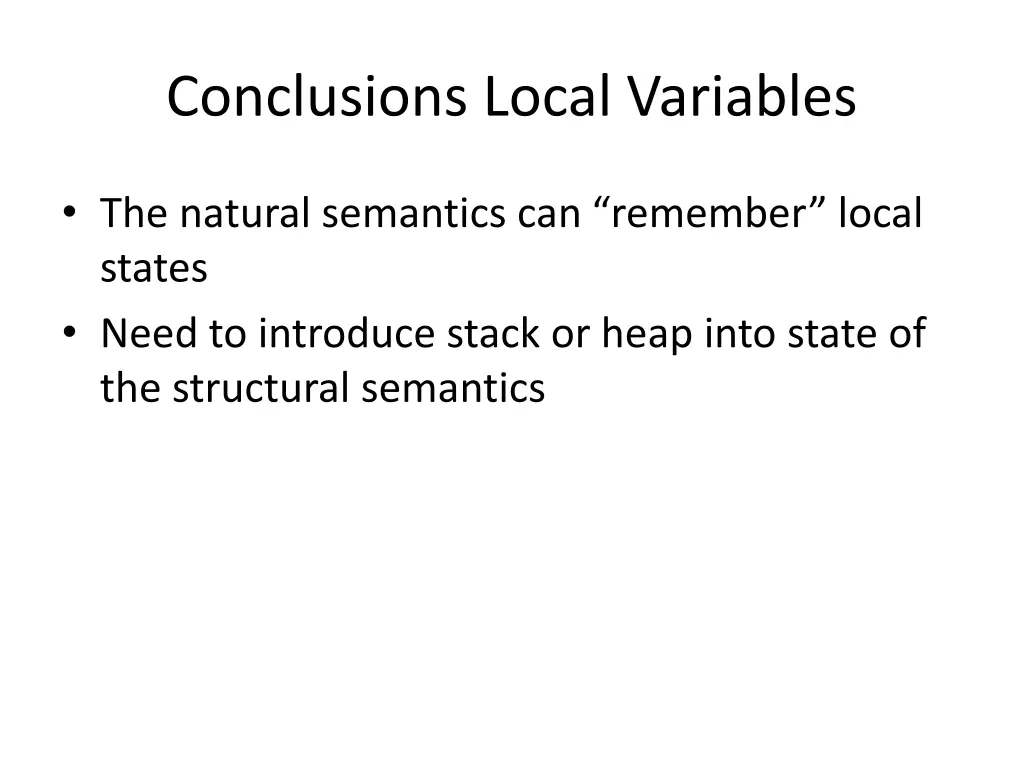 conclusions local variables