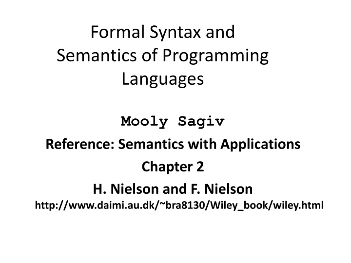 formal syntax and semantics of programming