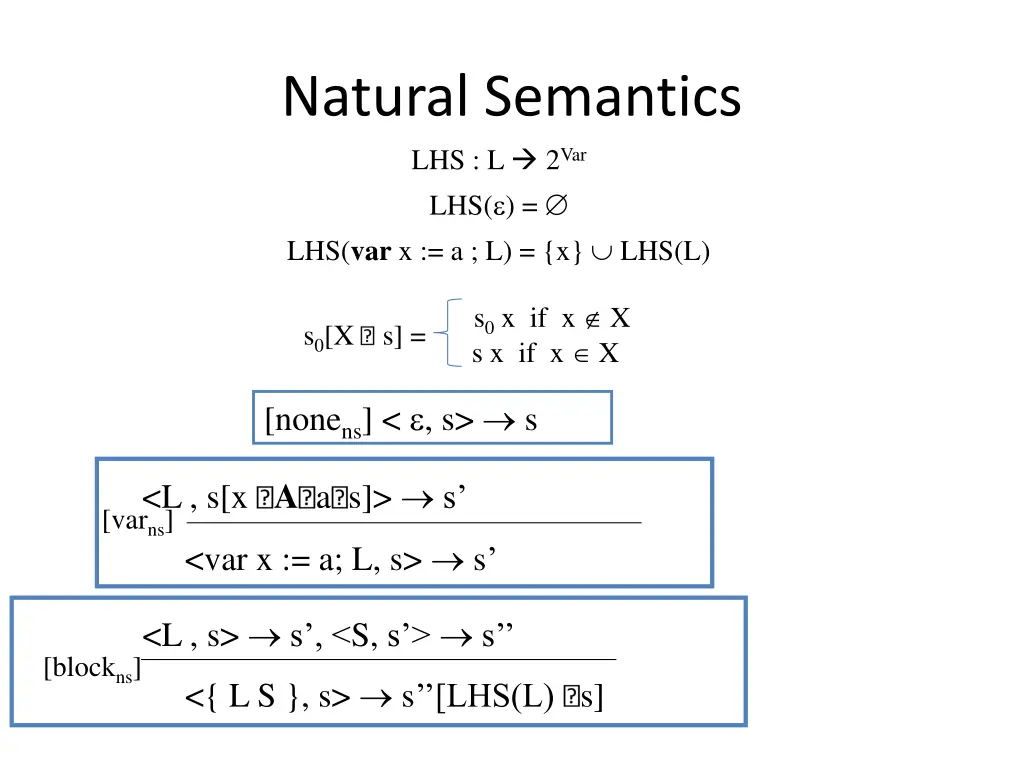 natural semantics lhs l 2 var