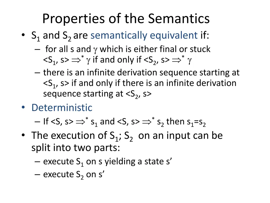 properties of the semantics