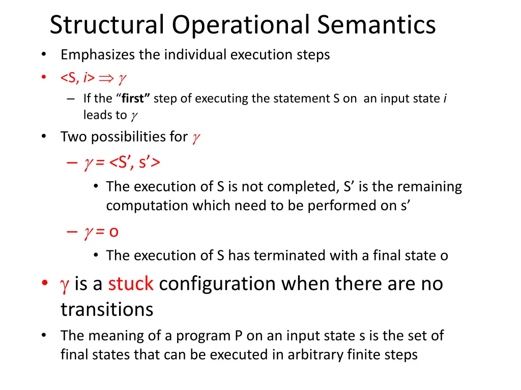 structural operational semantics emphasizes