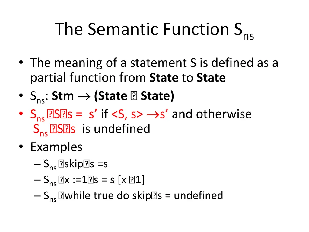 the semantic function s ns