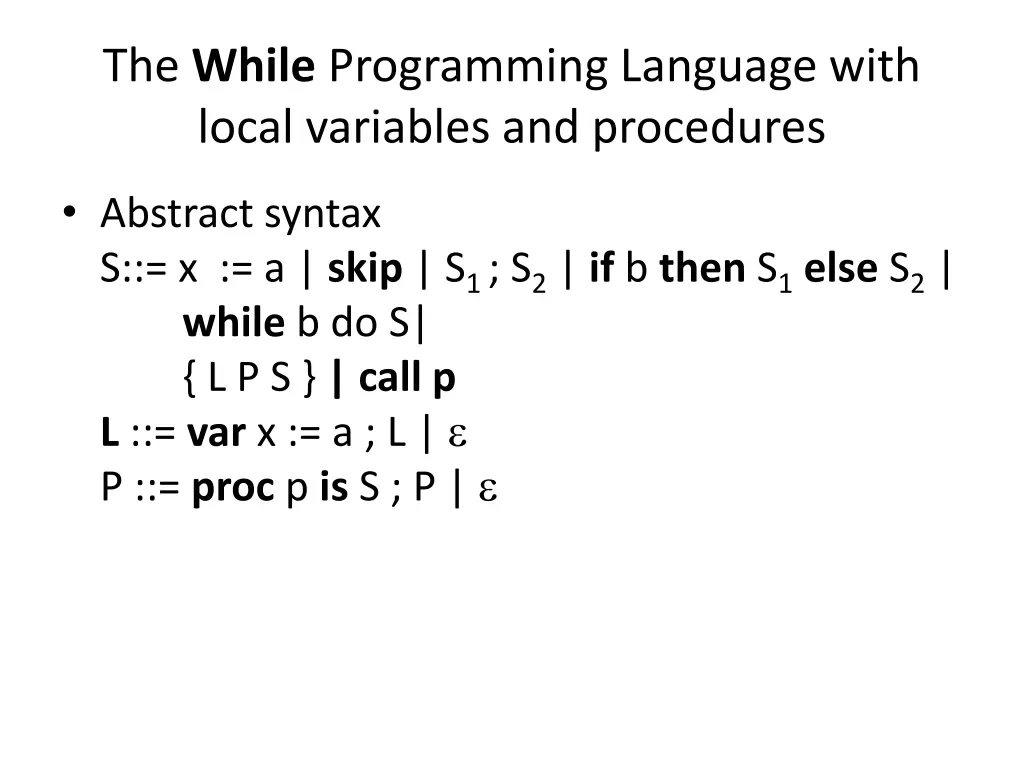 the while programming language with local 1