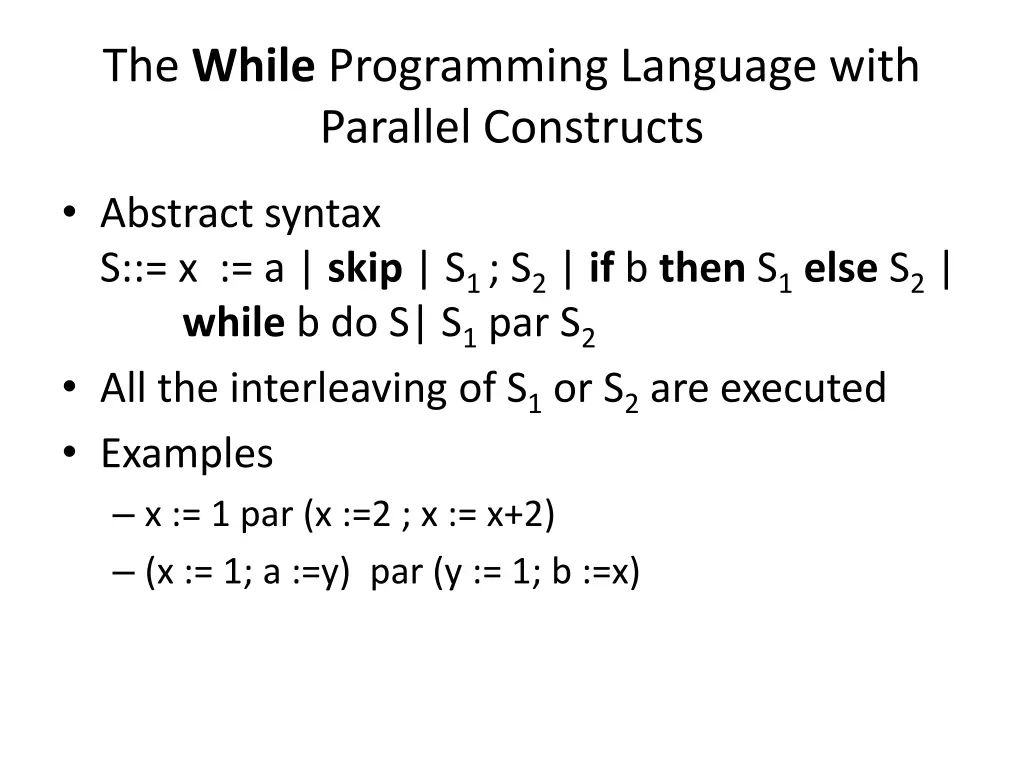 the while programming language with parallel