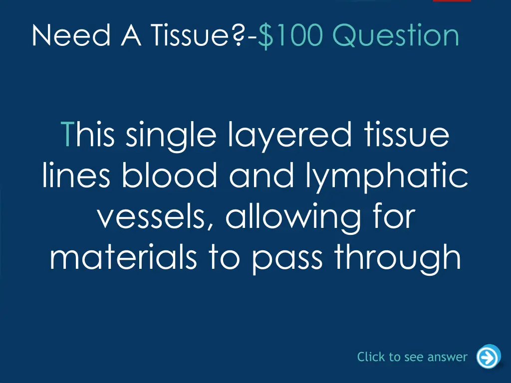 need a tissue 100 question