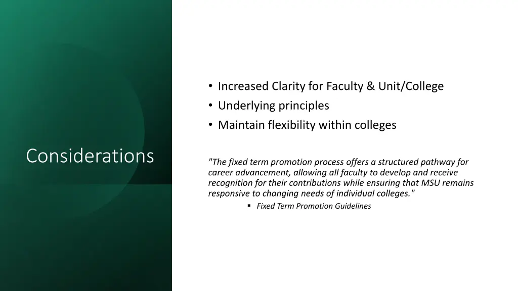 increased clarity for faculty unit college