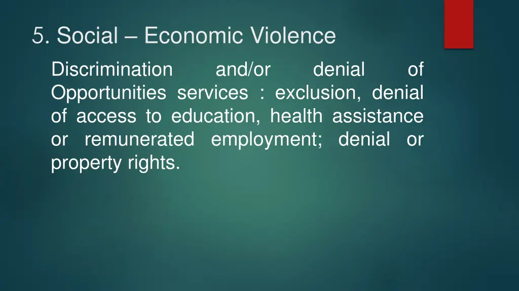 5 social economic violence discrimination