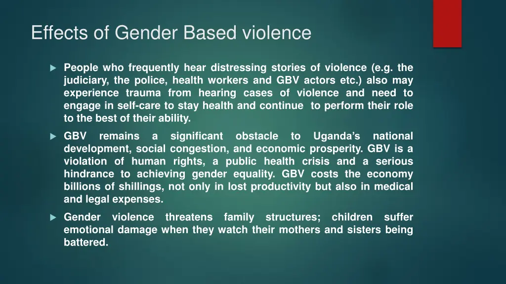 effects of gender based violence