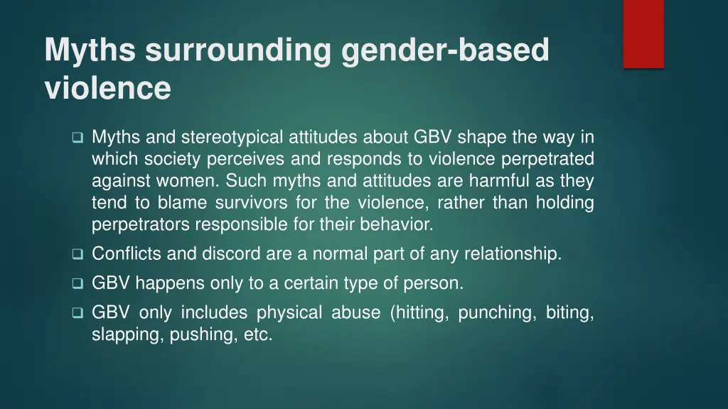 myths surrounding gender based violence