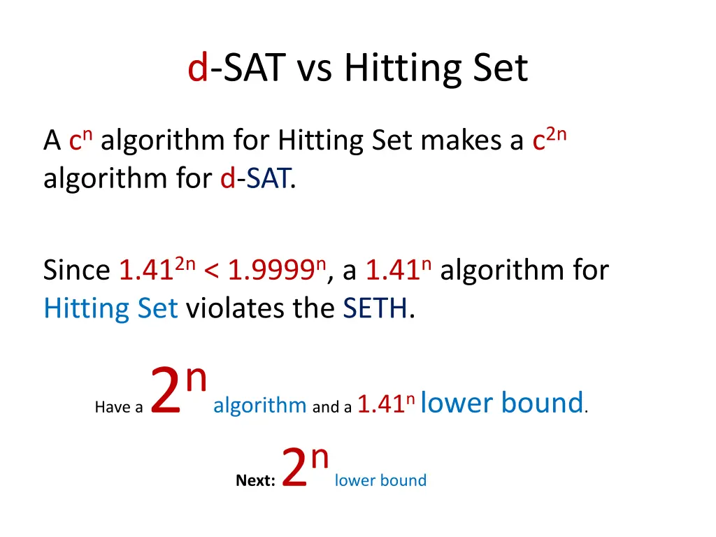 d sat vs hitting set
