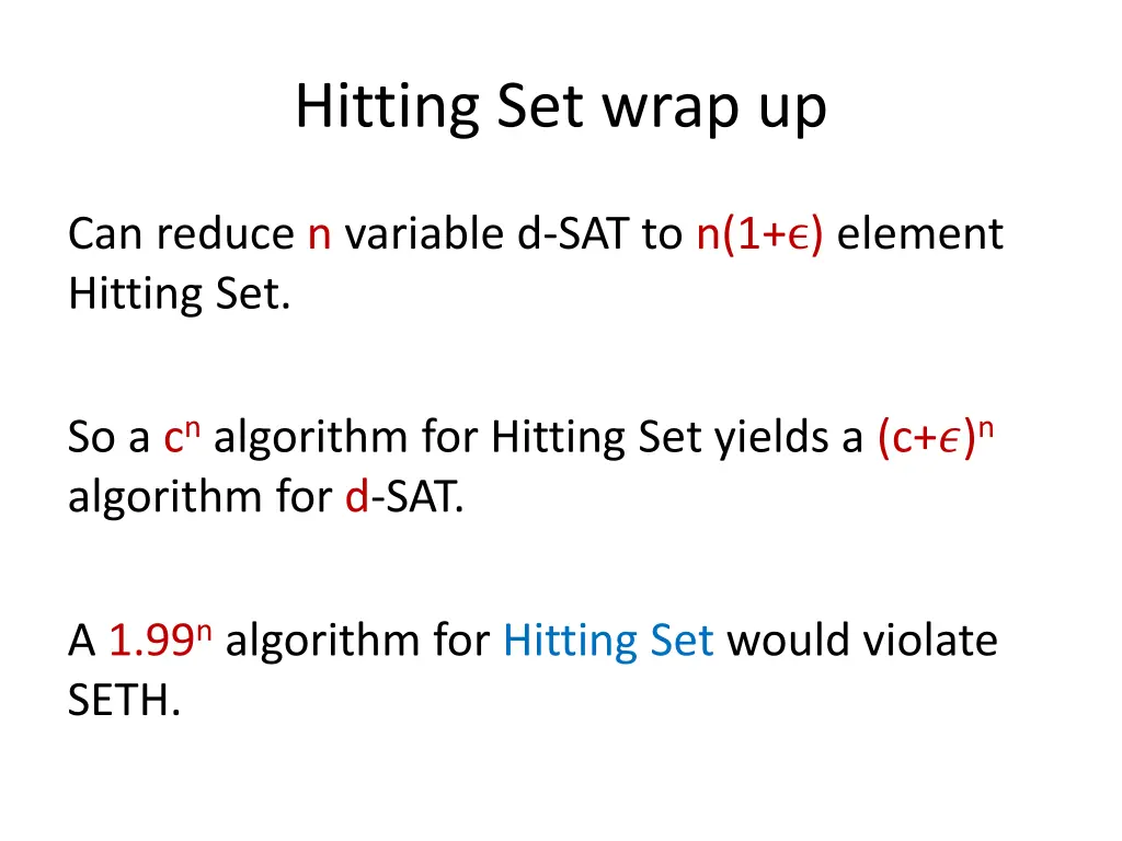 hitting set wrap up