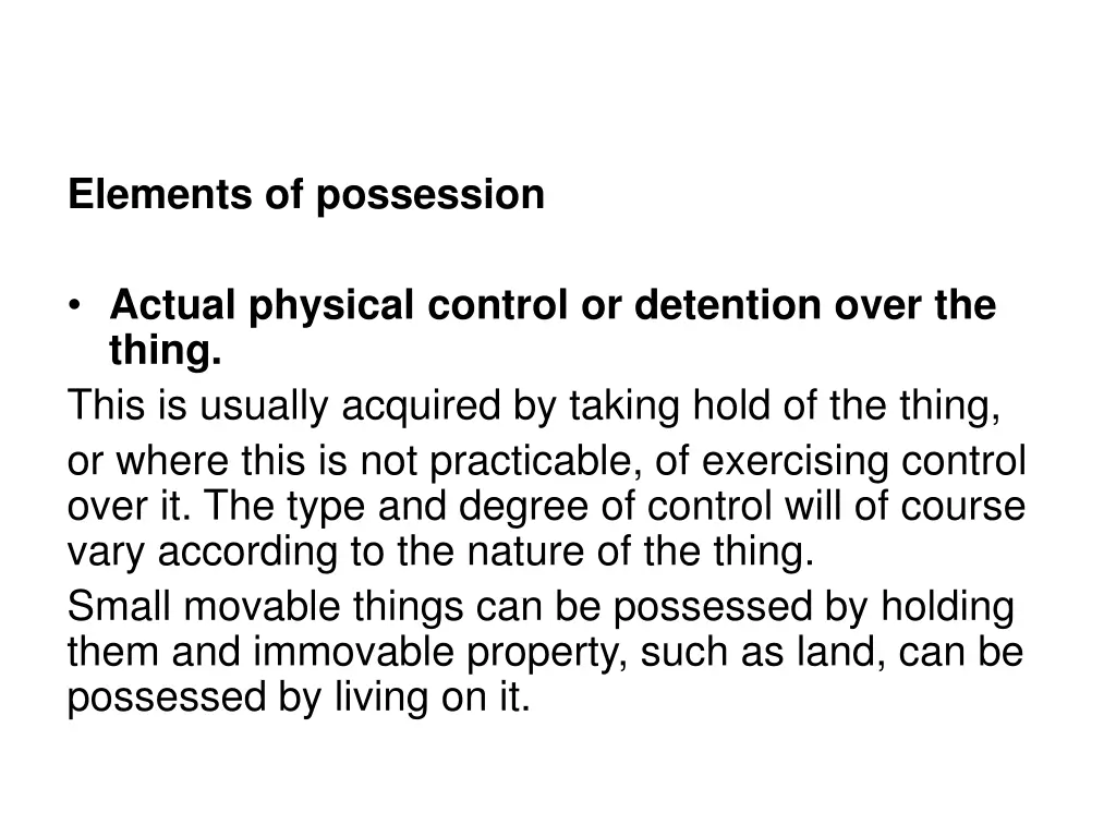elements of possession