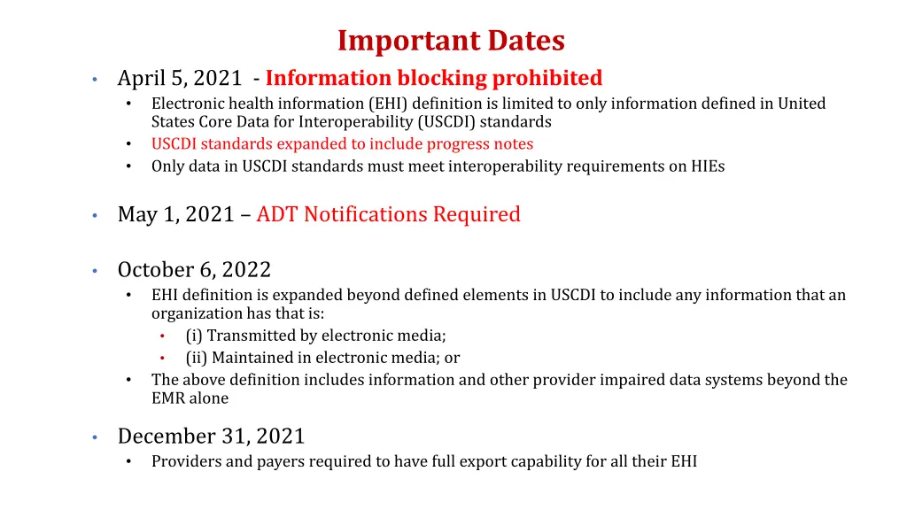important dates
