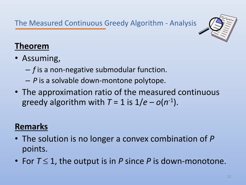 the measured continuous greedy algorithm analysis