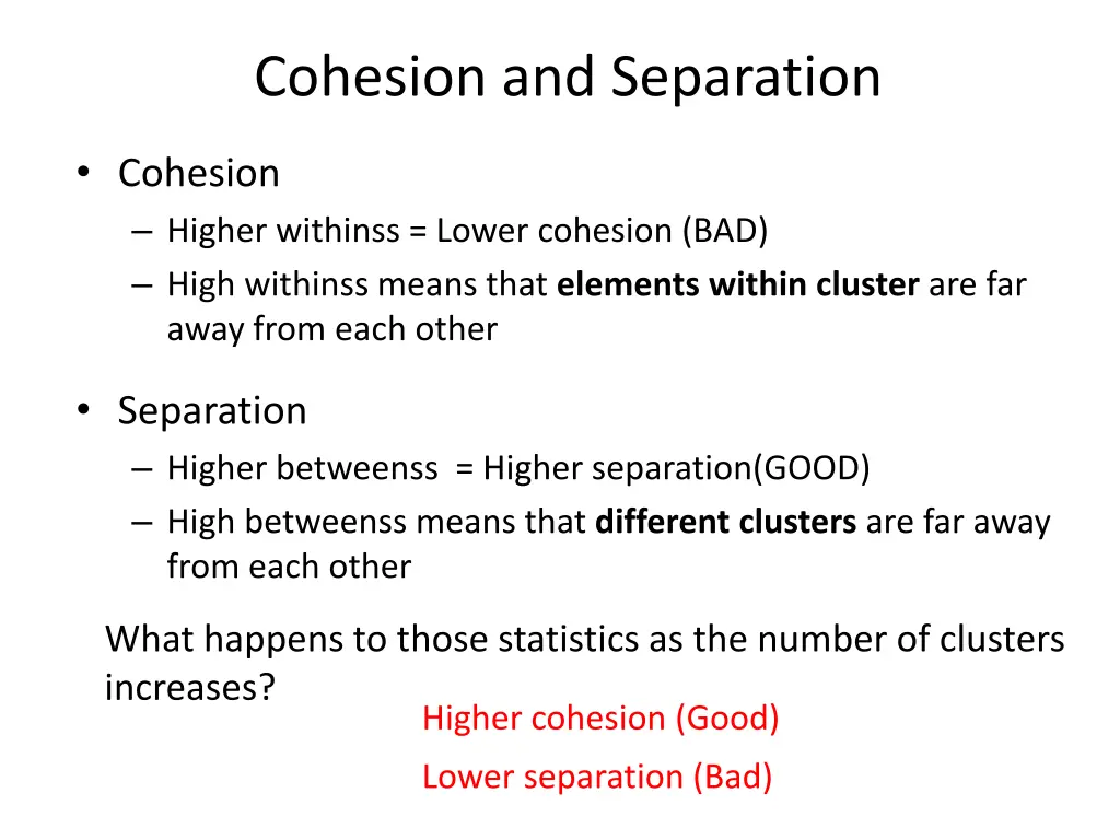 cohesion and separation