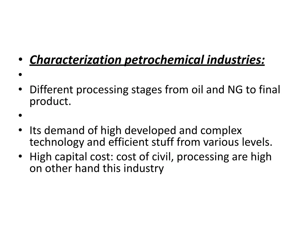 characterization petrochemical industries