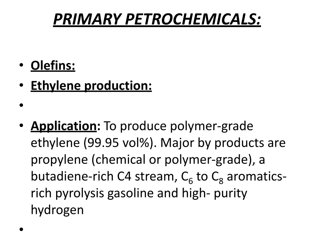 primary petrochemicals