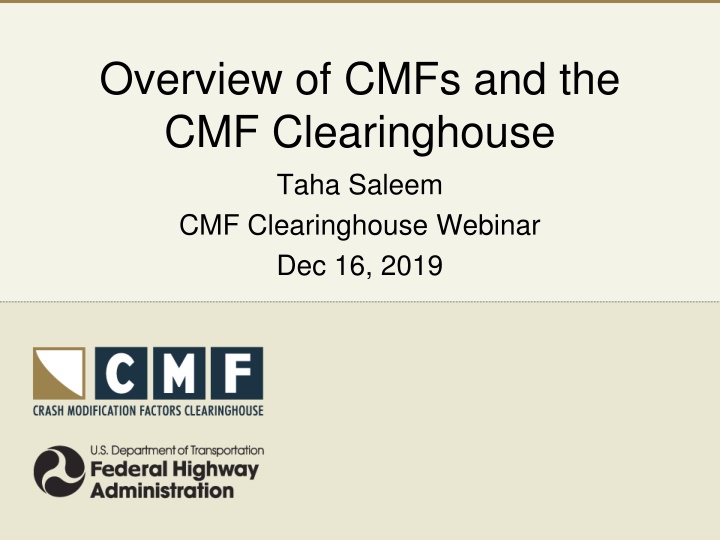 overview of cmfs and the cmf clearinghouse taha