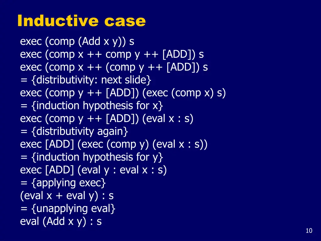 inductive case exec comp add x y s exec comp