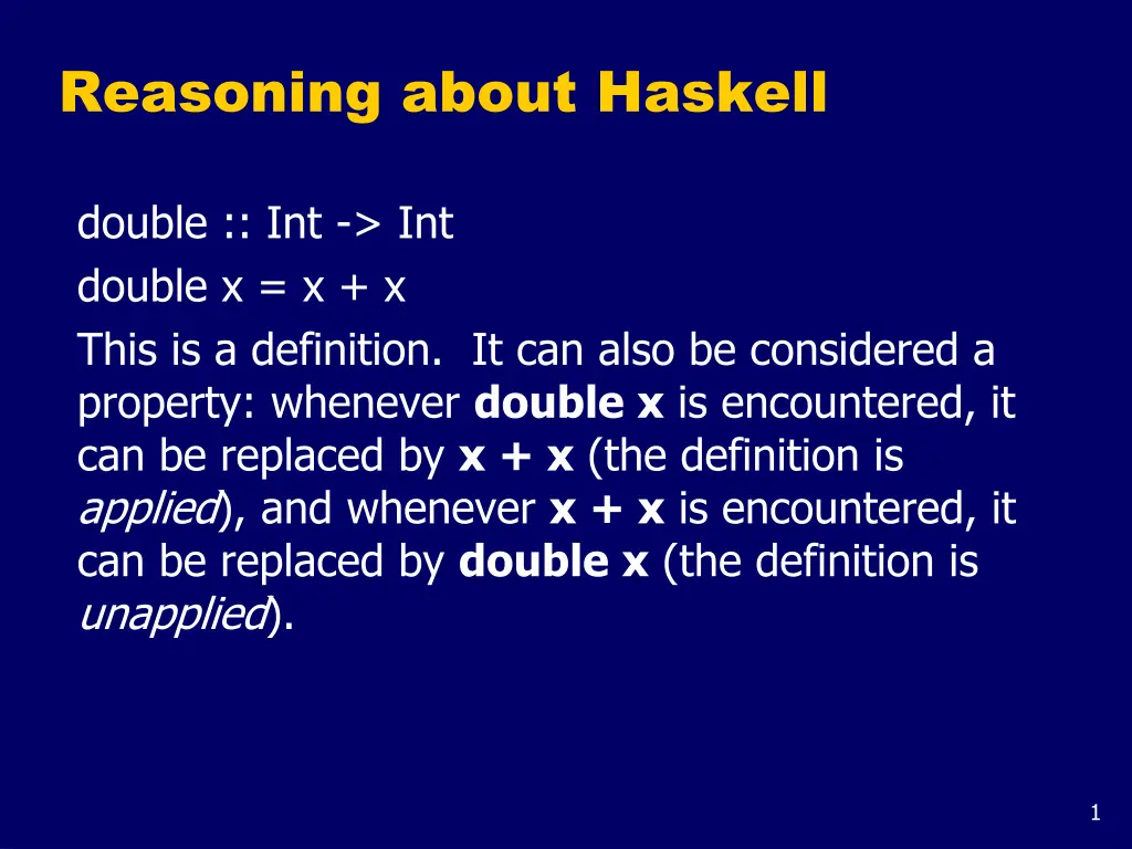reasoning about haskell