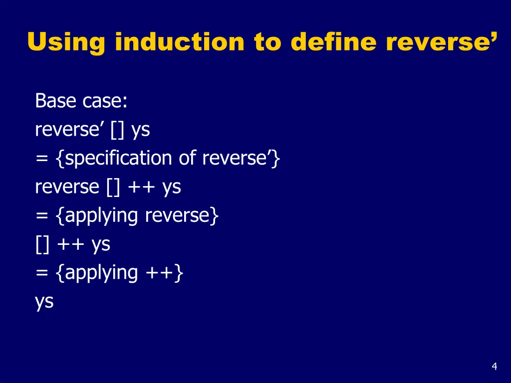 using induction to define reverse