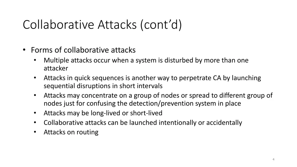 collaborative attacks cont d