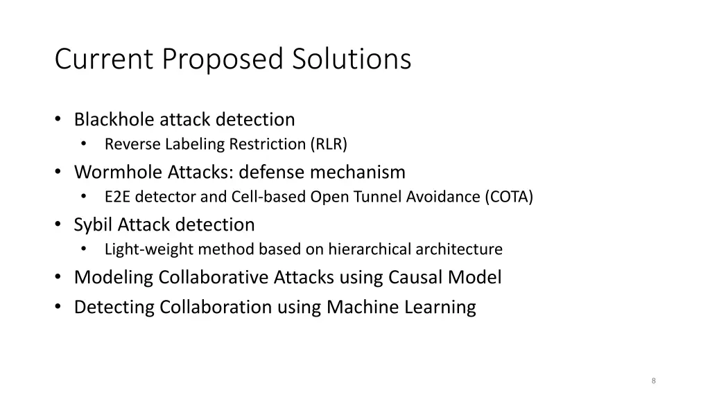 current proposed solutions