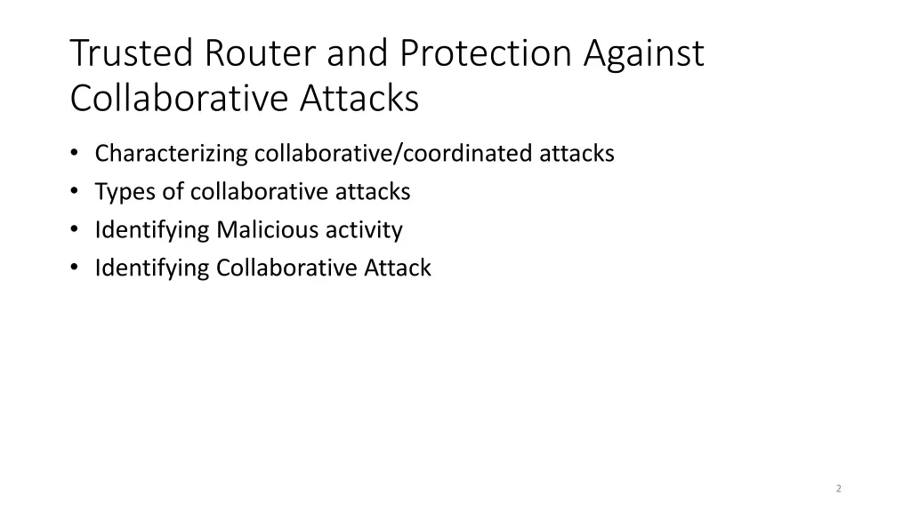 trusted router and protection against