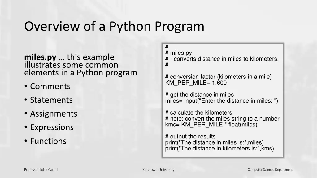 overview of a python program