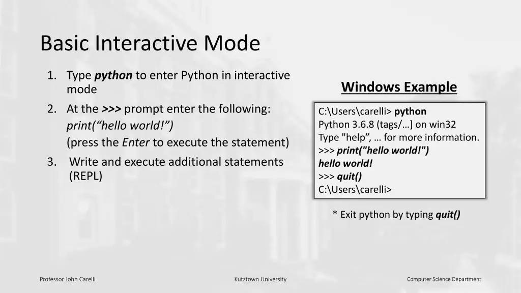 basic interactive mode