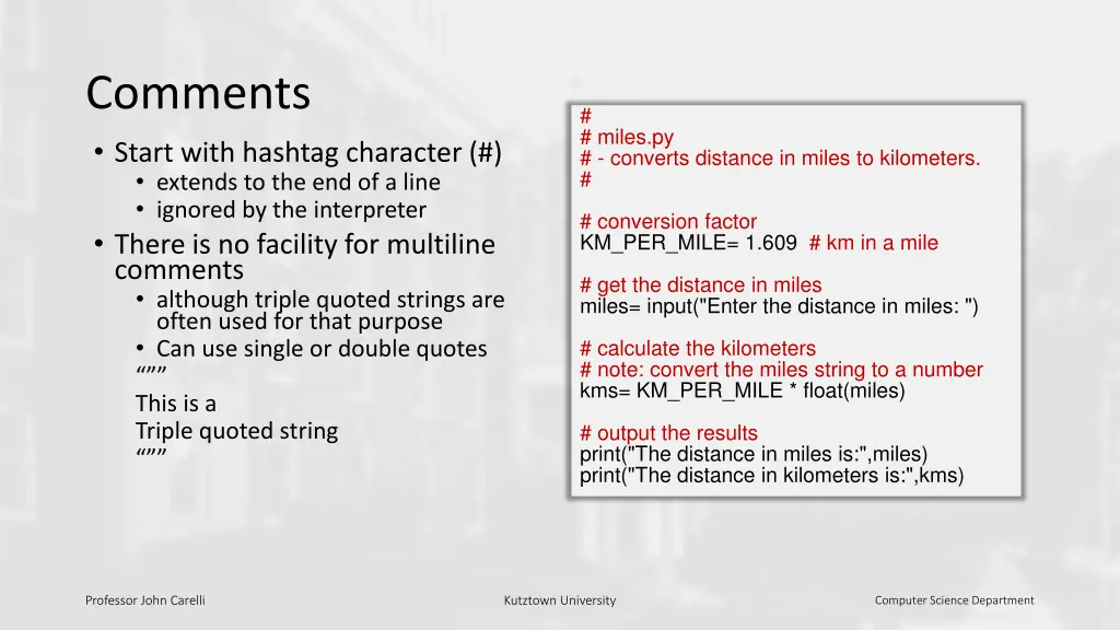 comments start with hashtag character extends