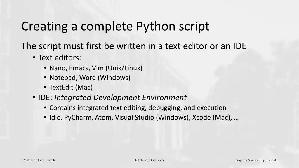 creating a complete python script