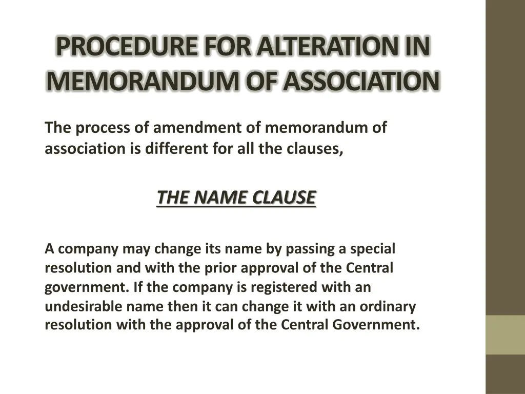 procedure for alteration in memorandum